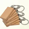 Sleutelhangers 50 stuks houten sleutelhanger blanks onvoltooide rechthoek houten sleutelhanger ring voor doe-het-zelf cadeau ambachten