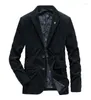 Costumes pour hommes Couleur unie Hommes Blazers Luxe Velours côtelé Casual Slim Costume Veste Business Social Bureau Robe Manteau Streetwear Vêtements