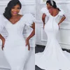 Plus la taille arabe aso ebi plumes cristaux robes de mariée sexy col en v profond dos nu robes de mariée sirène robes de mariée zj02t6256F