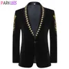 Herrdräkter blazers lyxguld barock blommig broderi sammet blazer jacka män sjal krage en knapp klänning blazers bröllop middag fest tuxedo 230919