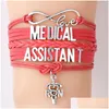 Bedelarmbanden Medisch Assistent Verpleegkundige Rn Letter Gevlochten Lederen Touw Wrap Bangle Voor Vrouwen Mode-sieraden Verpleegkundigen Dag Cadeau Drop Deli Dhjdh