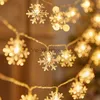 LED STRINGSクリスマスデコレーションスノーフレークスターストリングライトガーランドバッテリー駆動の妖精の照明ランプXamsツリー装飾hkd230919