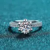 Cluster Rings Inbeaut Arrival 925 Silver 1 Ct Excellent Cut Flower Shaped D Color Pass Diamond Test Moissanite Engagement Ring P950 Stamp