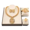 Necklace Earrings Set Exquisite Dubai Gold Plated Woman Nigerian Wedding Bridal Accessories Jewellry