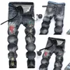 Mäns jeans Oeak 2021 Herr Hip Hop Ripped Printed Pencil Pants Skinny Male Motorcykel denim Fashion Brand Biker216R