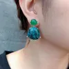 Stud Oorbellen YYGEM 23x23mm Natuurlijke Blauwe Apatiet Groene Agaat Cz Dangle Edelsteen Mode-sieraden