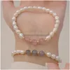 Ketting Natuurlijke Zoetwaterparel Armband Stberry Quartz Crystal Labradoriet Kralen Fof Dames Meisjes Fijne Sieraden Drop Delivery Armbanden Dhc2G