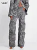 Combinaisons pour femmes Barboteuses VGH Poche Épissée Denim Cargo Pantalon Taille Haute Jambe Large Lâche Camouflage Jeans Femme Mode Automne 2023 Style de vêtements 230919