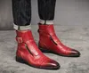 Новые красные сапоги для лодыжки для мужчин pu черные коричневые мотоциклетные ботинки ручной работы