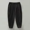 Calças masculinas verão cordão elástico cintura fina sólida casual lápis tornozelo comprimento joggers calças de carga sweatpants streetwear