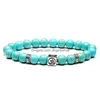 Beaded Update Turquoise Gemstone Beads 8Mm Yoga Strands Bracelet Ancient Sier Gold Box Natural Stone Bracelets For Women Drop Delivery Dhhpf