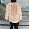 Kvinnors päls faux 2023 New Coat Women Winter Fashion Natural Real Jacket Top Luxury High Quality Fluffy Real Fur UK Wholesale 230918