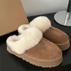 Luksusowy Tazz Slipper Tasmans Kaptaki Women Slip-On Platforma Plates Slajdes Czarne kasztanowe trampki mody designerskie buty fur