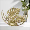 Andere Home Decor Nordic Licht Luxe Gouden Plant Bladeren Wanddecoratie Hanger Woonkamer Bank Achtergrond Haning Ornament Beeldjes Dhmau