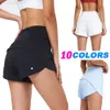 Lulu Shorts Strój jogi Zestawy kobiet sport Sport Hotty Hot Casual Fitness Joga Leggins Lady Girl Trening Gym bieliznę z kieszenią na zamek błyskawiczny na backh6