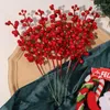 Dekorativa blommor 1/10st julblommor röd konstgjorda bär körsbär för bröllopsfest presentförpackning diy krans heminredning falsk