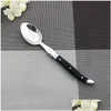 8.6 Laguiole Style Dinner Spoon Solid Black Wood Handle Table Xmas Party Restaurant Tableware Kitchen Cutlery 2/4/6Pcs1 Drop Deliver Otxmm