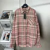 CH Women's Shirts Pink Sweet Cool Girl Cross Plaid Shirt Top Brand Slim Coat