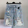 Frauen Jeans Sommer Damen Denim Bunte Diamanten Shorts Streetwear Feminino BF Ripped Holes Hosen Hosen NZ72