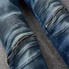 Designer de luxo masculino design jeans rasgado buraco remendo vintage pequena elasticidade estilo moda magro motocicleta motociclista causal hip hop pan286h