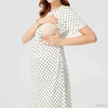 マタニティドレスマタニティプリントドレスラウンドネック半袖看護ドレス妊婦の母乳育児ラップドレスベスティドス
