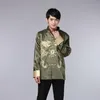 Camisa china de 8 colores, ropa tradicional china para hombres, Top, traje Tang, traje de manga larga de satén de dragón Retro231r