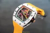 Tourbillon Watch RM68-01 Renk Graffiti Otomatik Mekanik Hareket Karbon Fiber Kılıf Safir Cam Ayna