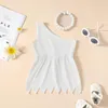 Girl Dresses Toddler Baby Girls 2pcs Clothing Suit Summer Princess Sleeveless One-shoulder Dress With Necklace Children A-line