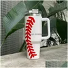 Water Bottles 40Oz Sports Yellow Baseball Stainless Steel Tumbler With Lid Handdle Large Cup Keep Cold 24 Hours Car Mugs Jn14 Drop D Dhcao