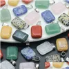 Pendant Necklaces Square Rectangar Crystal Stone For Earrings Necklace Keyring Healing Gemstone Charm Jewelry Drop Delivery Pendants Dhbr9