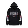 Moletons masculinos de luxo de luxo Rhude American High Street Flag Letter impresso suéter com capuz solto casual masculino e feminino com capuz de pelúcia inverno