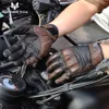 Beş Parmak Eldivenleri Kahverengi Vintage Deri Motosiklet Eldiven Erkekler CE Sertifikasyon Motosiklet Binicilik Dokunmatik Ekran Motokros Moto Yarış Bisikletçisi Eldiven XXL 230818