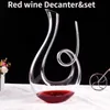 Vinglas 1500 ml kristallhögkvalitet Vin Decanter Spiral 6 Shaped Set Present Box Harp Swan Decanter Creative Wine Separator Bar Set 230918