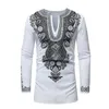 Riche Bazin African Clothing Nowy afrykański styl Dashiki National Wind Printing V-dion-Neck Długie rękaw T-shirt plus size253e