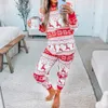 Trajes a juego de la familia 2023 Conjunto de pijamas de Navidad de invierno Mamá Papá Niños Bebé Elk Imprimir Casual Ropa de dormir suave Navidad Look Pijama 230918