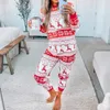 Família combinando roupas 2023 inverno natal pijamas conjunto mãe pai crianças bebê elk impressão casual macio pijamas natal olhar pijama 230918