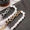 Colares Pingente Austyn Vintage Barroco Irregular Pearl Lock Chains Colar 2023 Geométrico Aangel Amor para Mulheres Punk Jóias