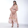 Ethnic Clothing 2023 Roken Evan Women Organza Dress Luxury Muslim Abaya Kaftan Light Blue Stamping Party Wedding Long