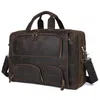 Porte-documents Double fermeture éclair 17.3 pouces sacoche pour ordinateur portable sac en cuir véritable ordinateur d'affaires pour hommes mâle multi-poche sac à main