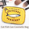 Cosmetische tassen Etuis Ingeblikte Sardine Reistas Schattig Toiletartikelen Creatief draagbaar Modieus Rits Multifunctioneel voor Weekendvakantie 230919