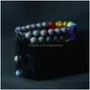 Aggiornamento di perline Doppio strato 7 Chakra Pietra naturale Fili morti Bracciale Lava Rocks Turchese Donna Uomo Bracciali Braccialetti Moda Je Dhjlf