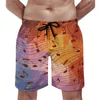 Men's Shorts Board Music Notes Casual Swimming Trunks Blue Orange Quick Drying Surfing Trendy Plus Size Short Pants