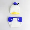 Casquettes Chapeaux À La Main Tricot Bébé Pographie Vêtements Costumes Dessin Animé Canard né Bebe Po Ensembles Chapeau Culotte Bowtie Chaussures 4 pcs Tenues 230919