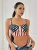 Tank da donna Women Summer Camisole 4th of Lulk Stars Stripes Crop Corset Tops per Clubwear Streetwear Clubwear Aesthetic Abiti