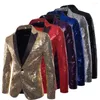 Abiti da uomo Abito da uomo slim fit formale Abito da cerimonia nuziale con paillettes Cappotto blazer Giacca brillante con un bottone Ospite di scena