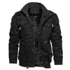 Jaquetas masculinas inverno com capuz de pelúcia engrossado casaco outono grande algodão tático médio e longo trabalho roupas bombardeiro casacos 230919