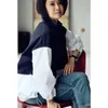 Veste femme Mélanges de laine MICOCO W7067C version coréenne de ligne lumineuse décontractée conception assortie de couleurs lâche tout col montant ensemble tête manteau mince 230918