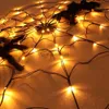 LED Strings Party 2023 New Halloween Christmas Decoration Orange Spider Web String Lights Festoon String Lamp For Indoor Outdoor Holiday Lighting HKD230919