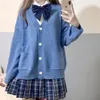 Camisetas de punto para mujer Otoño Invierno Vneck Suéter de punto de algodón Cárdigan uniforme Ropa de mujer multicolor Tops de estilo japonés 230918
