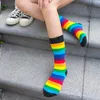 High Quality Harajuku Cotton Elasticity Women Socks Rainbow Striped Meias Retro Casual Female Kawaii Cute Crew Socks